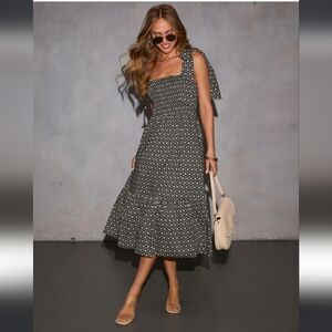 Vici coletion elegant Black and White Patterned Dress